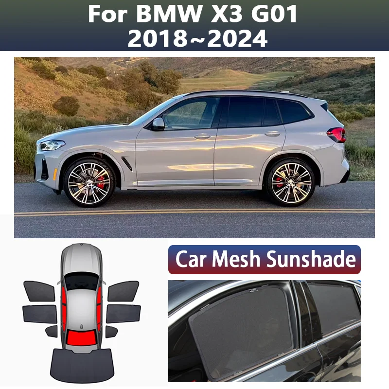 For BMW X3 G01 2018 2019 2020 2021 2022 2023 2024 Car Window Visor Mesh Sunshade Privacy Curtain Shading Cover Auto Accessories