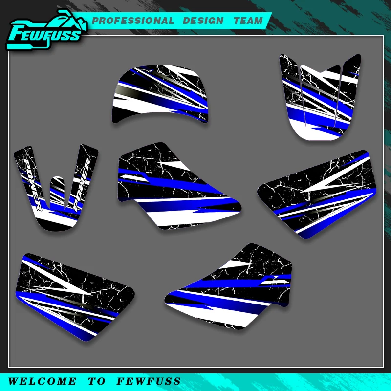 Fewfuss For Yamaha WRF250 WRF450 03 to 04, 05 to 06 Full Background Graphics Decals Stickers KitFewfuss Custom Name & Number Gra