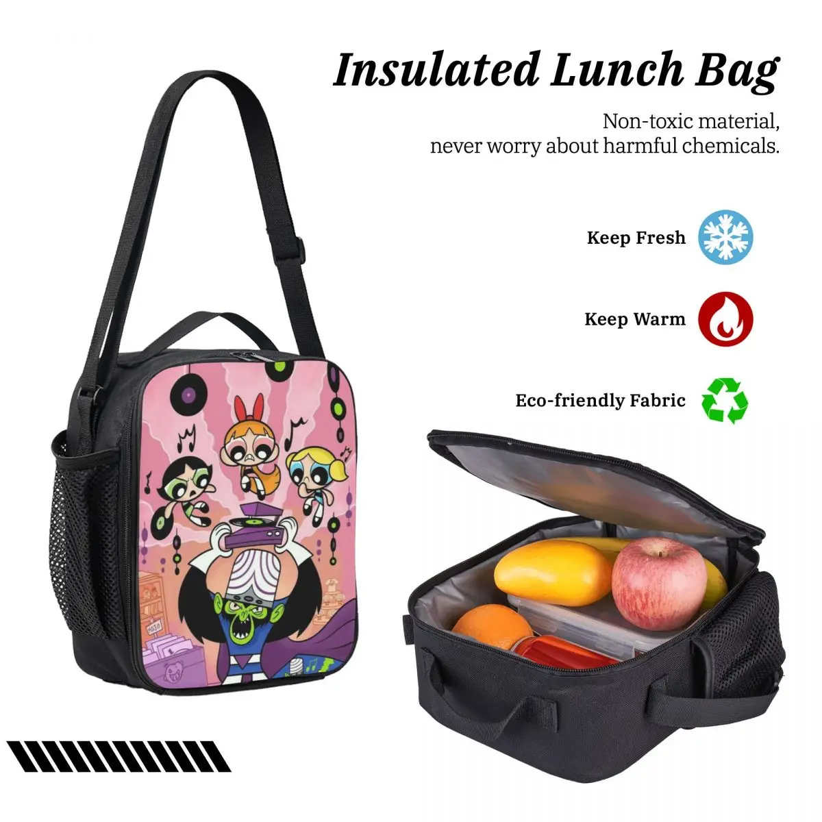 3-teiliges Powerpuff-Druck-Schultaschen-Set für Kinder, Bleistiftboxen, Rucksack-Sets mit Lunchbox für Schüler, Rucksack