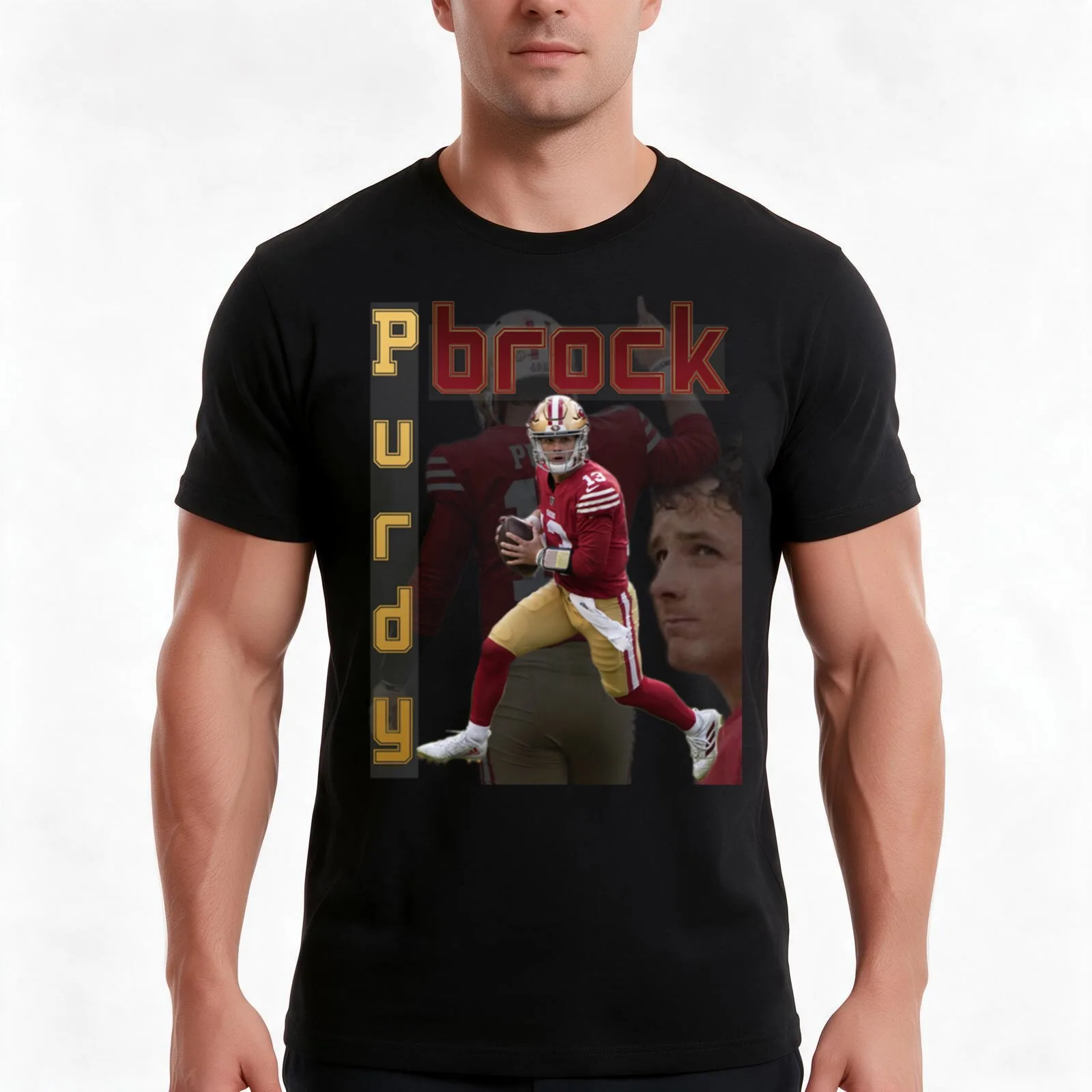 Brock Purdy 13 T-Shirt, Summer Casual Cotton Tee, Oversized Streetwear Tops, Vintage Graphic Print, Loose Fit Short Sleeve