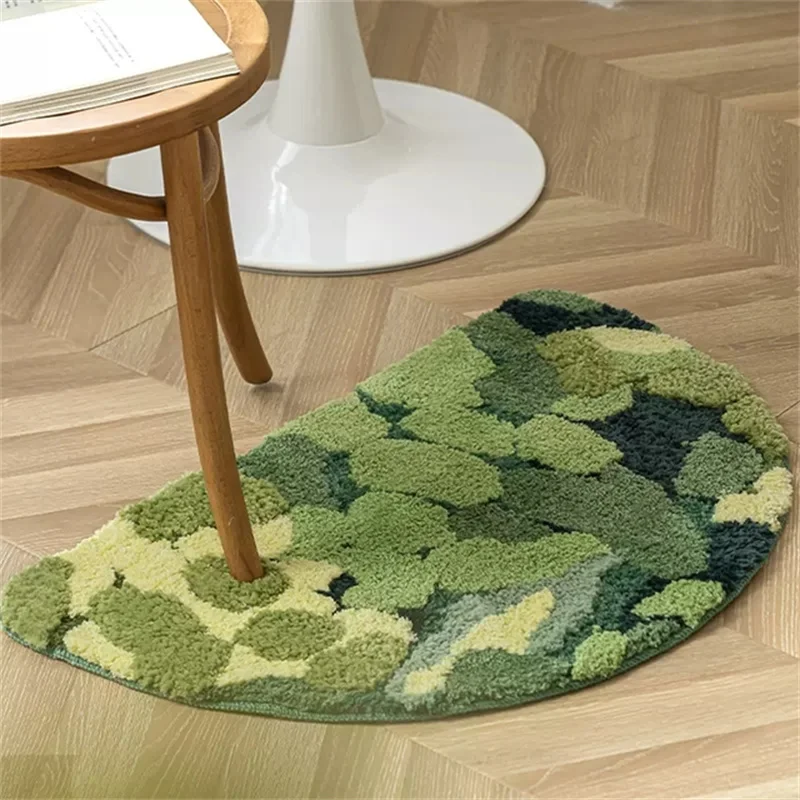 Green Plant Tufting Moss Bathmat Soft Bathroom Door Mat Fluffy Rug Bedroom Foot Carpet Floor Safety Pad Home Room Decoration