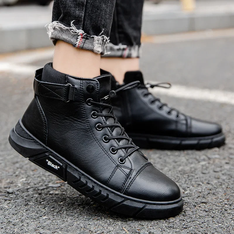 Autumn 2022 Men's Boots ANKLE  Basic Men's Shoes Labor Protection British Work Leisure Shoes High Cut Workwear Boots Men Shoes