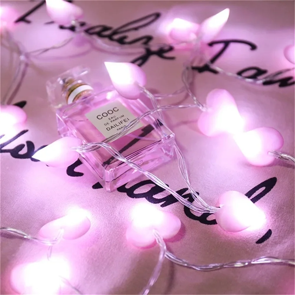 1.5M 10Led Cotton Love Heart Wedding String Fairy Light Pink Girl String Light Indoor Wedding Party Garland Valentines Day Decor