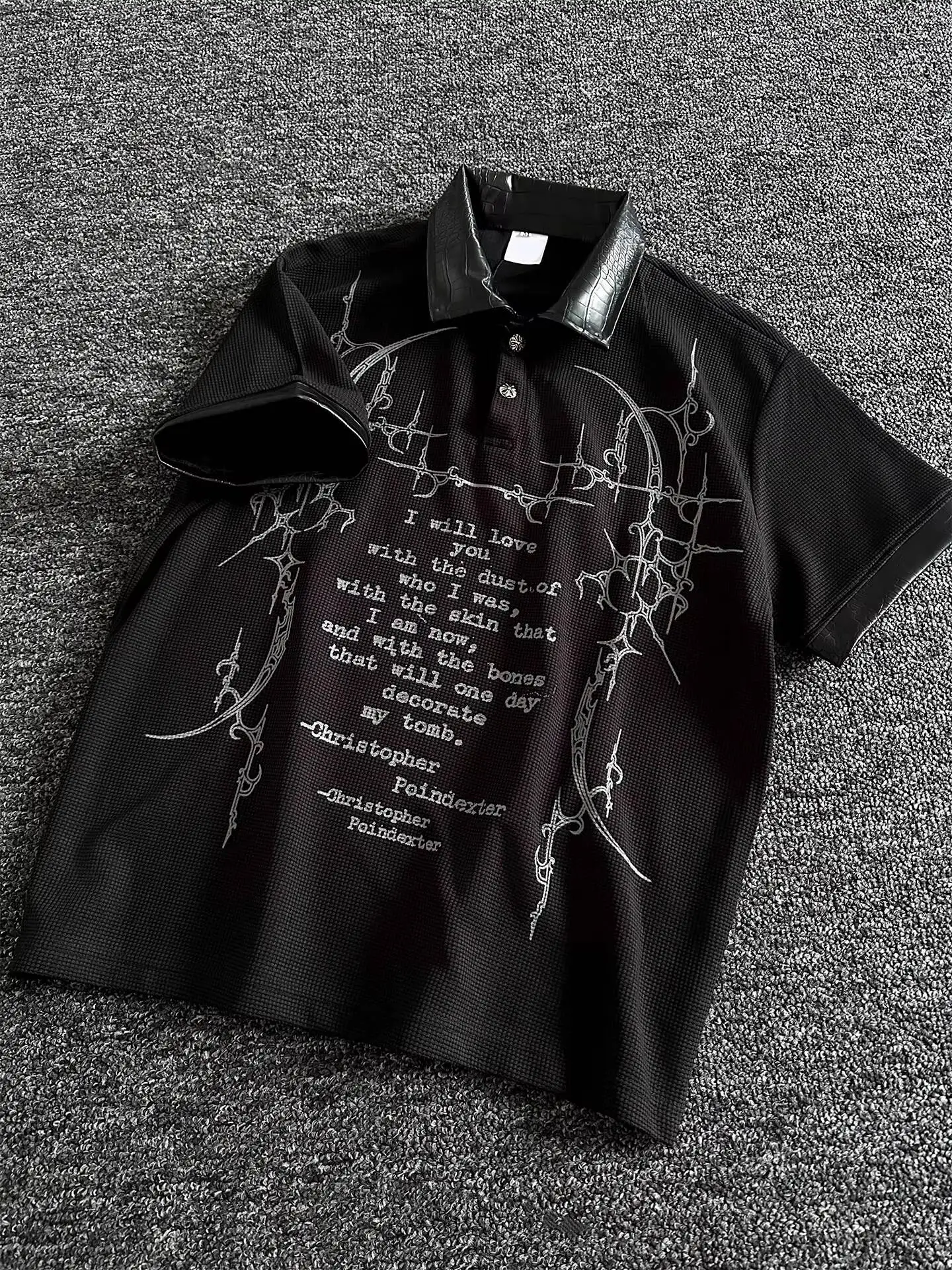 Unisex Gothic Punk T-shirt 2026 New Summer Subculture Print Short Sleeve T Shirt For Men Waffle Knit Leather Collar Design Top