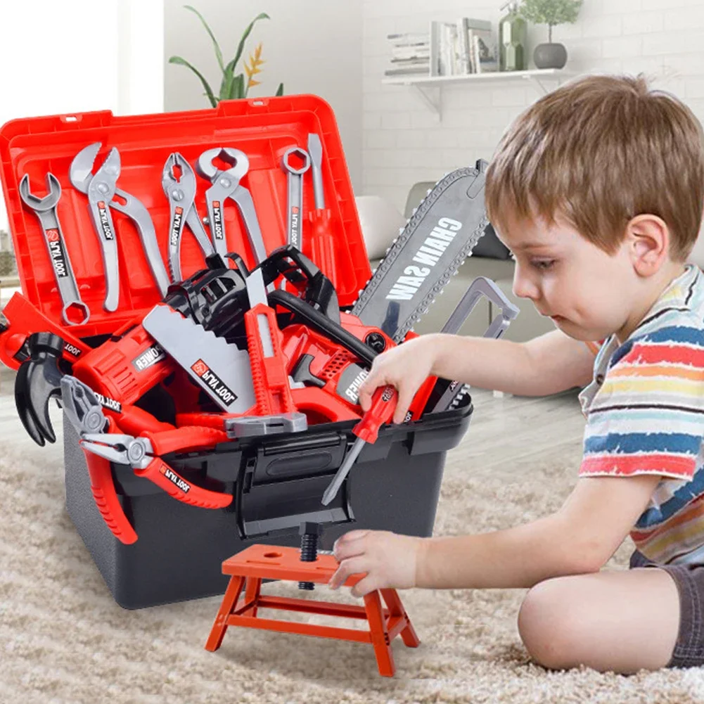 Kids Pretend Play Toy Tools Kit Drill Power Construction Toy Children's Tool Set with Electric Toy for Toddler Boys Girls Child