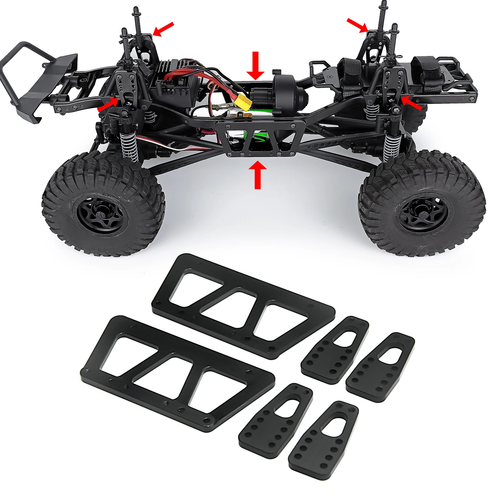 AXSPEED Alloy Chassis Lift Plate Set for Axial SCX10 1/10 RC Truck Models Car Upgrade Parts