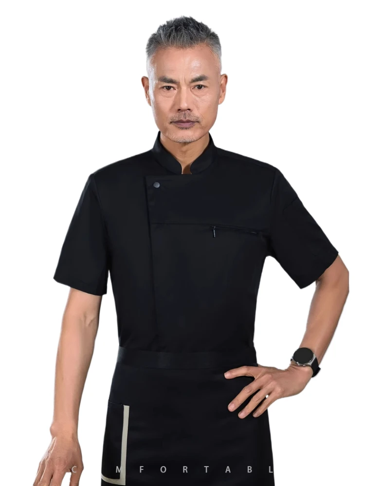 Unisex Koch Mantel Kurzarm Koch Kleidung Chaque tilla Cocinero Küche Bäckerei Restaurant Chef weiße Uniform Sommer Arbeits kleidung