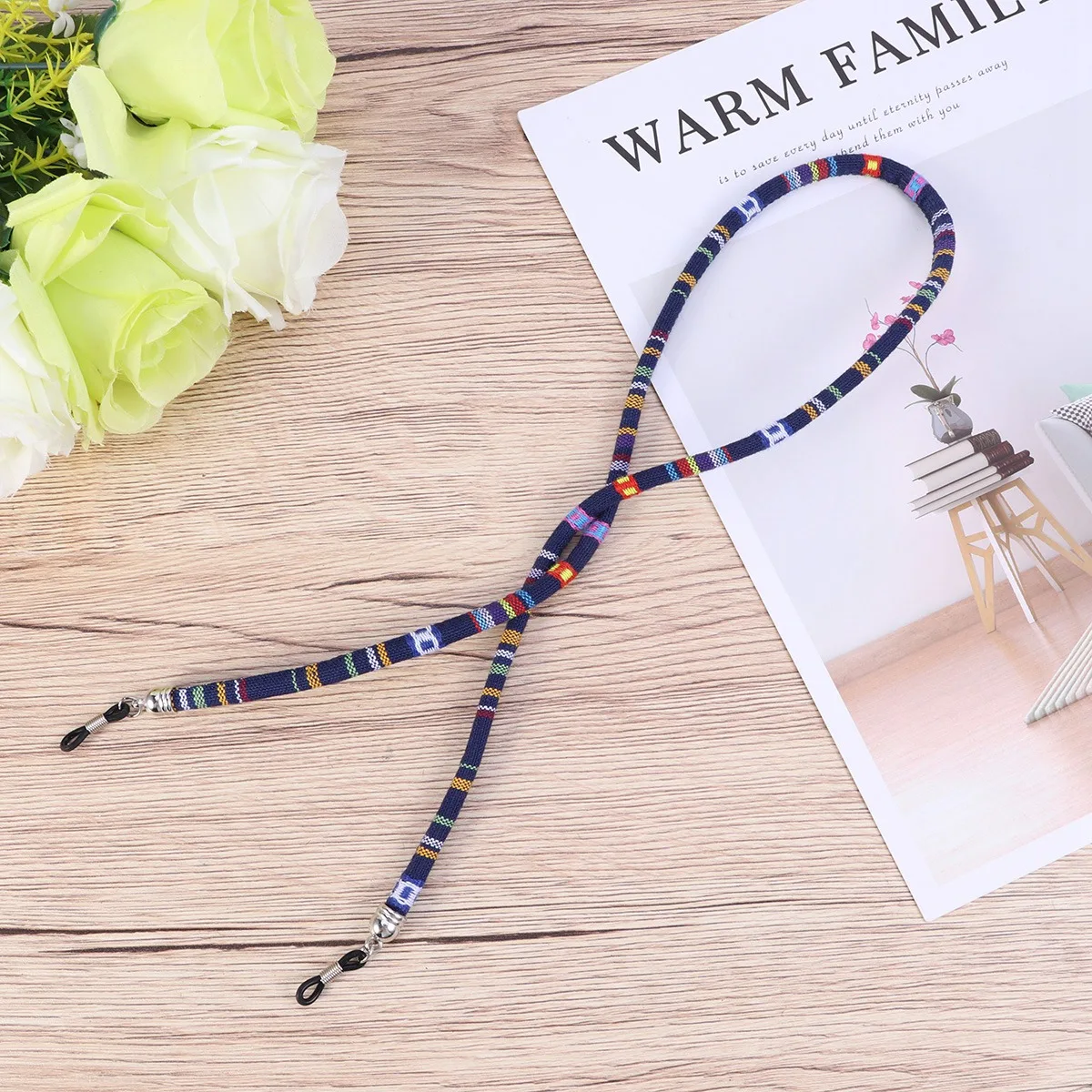 

Anti-Lost Eyeglass Chain Ethnic Style Cotton Wool Cord For Sunglasses Reading Glasses Optical Frames Unisex Holder Dark Blue