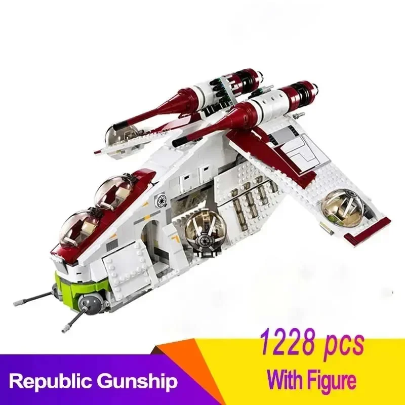 1228pcs Republic Dropship Gunship Building Blocks Bricks Compatible 75021 DIY Toys For Children Birthday  Gift