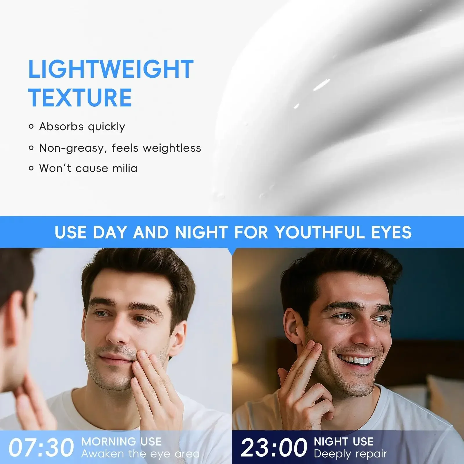 كريم عين احترافي للرجال 20 جرام مرطب يقلل من الهالات السوداء الانتفاخ امتصاص سريع كرة دوارة ثلاثية الأبعاد للعناية بالبشرة