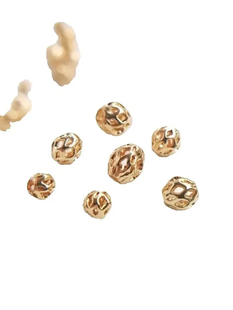 

14K Gold Hollow-out Beads, Net Beads and Round Beads, Handmade Bracelet, Jewelry Accessories, C112