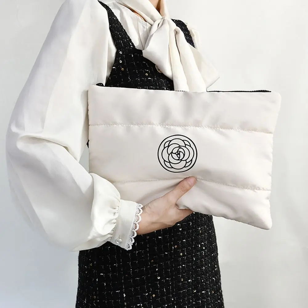 

New Cotton Floral Portable Makeup Bag Solid Color Quilted Travel Toiletry Bag Large capacity Tote Handbags