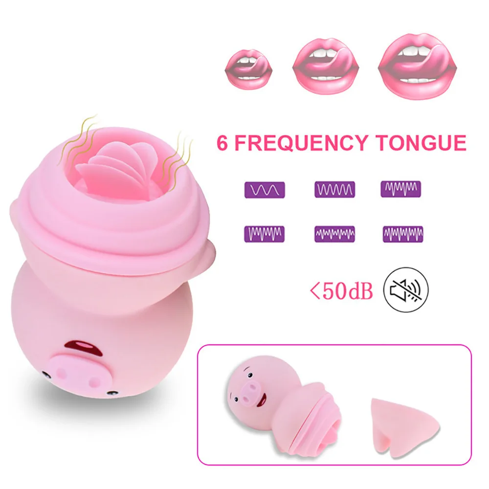 Tongue Licking Vibrator For Women 6 Modes Cute Sexy Pig Sex Toys Clit Stimulator G-Spot Nipple Female Masturbator Couples Toys