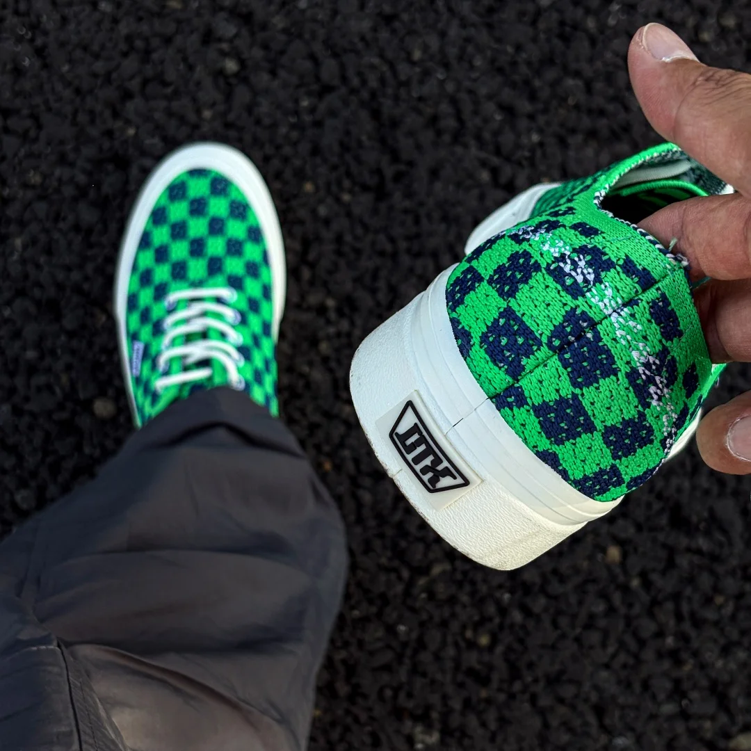 Blue Green Checkered Woven Canvas Shoes, Unisex Lightweight Breathable Luxury Trendy Versatile Daily Casual Sneakers