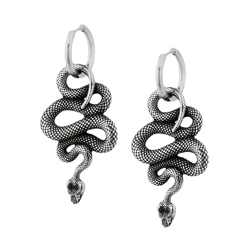 أقراط على شكل ثعبان قوطي للنساء، مجوهرات الهالوين السوداء الداكنة، أقراط بيان بانك روك