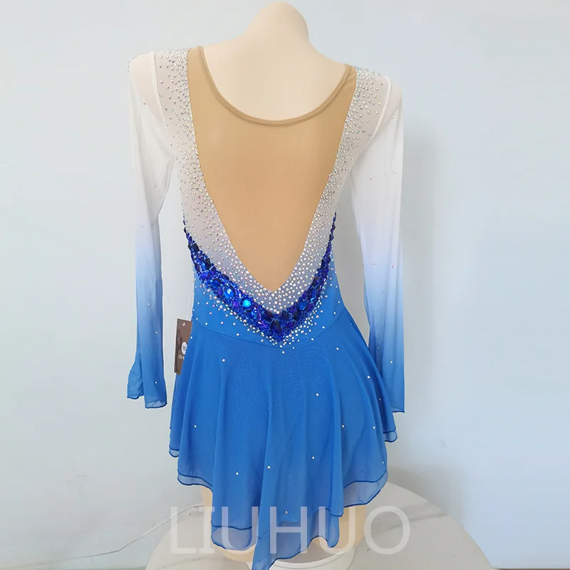 LIUHUO Figure Skating Performance Clothing Customized Skating Grading Clothing Children's Performance Clothing Blue