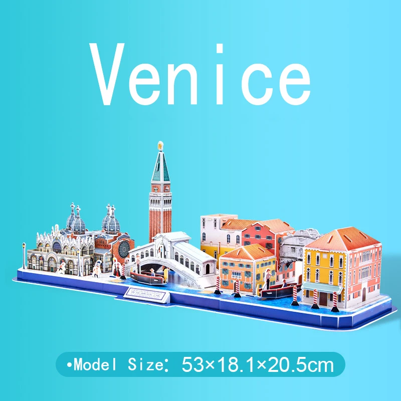 Italy Venice City Line Scenery Famous Build 3D Paper EPS Card Puzzle Building Model Toy Great Architecture Boy Girl Travel Gift