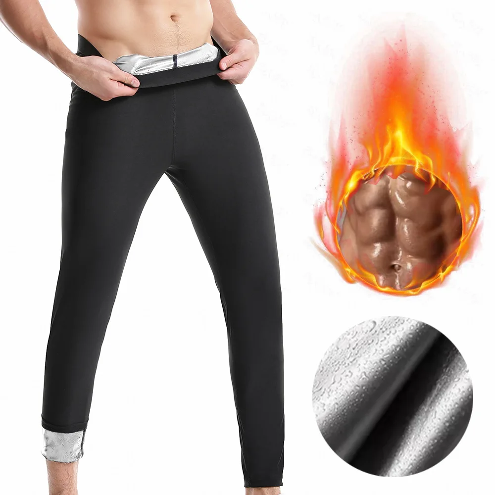 Men's Sport Training Clothes Yoga Fitness Sweat Absorbing Shapewear Sauna Belly Button Long Pants Sweat Inducing Suit