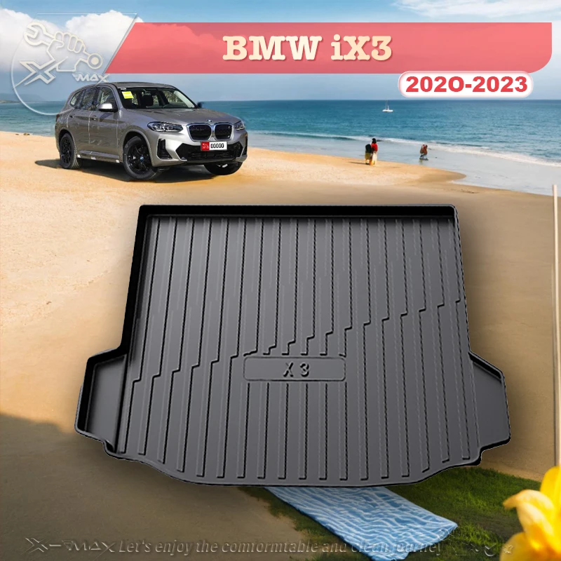 For BMW iX3 2020-2023 TPE Custom Fit Car Trunk Mat All Season Black Cargo Mat 3D Shaped Laser Measured Trunk Liners