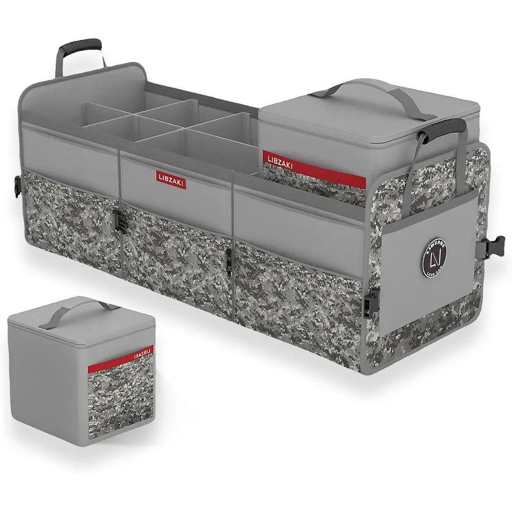 

Органайзер для багажника автомобиля, 3 секции, большой объем, складной, 95 л, сверхпрочный ящик для хранения для легковых автомобилей, внедорожников, грузовиков