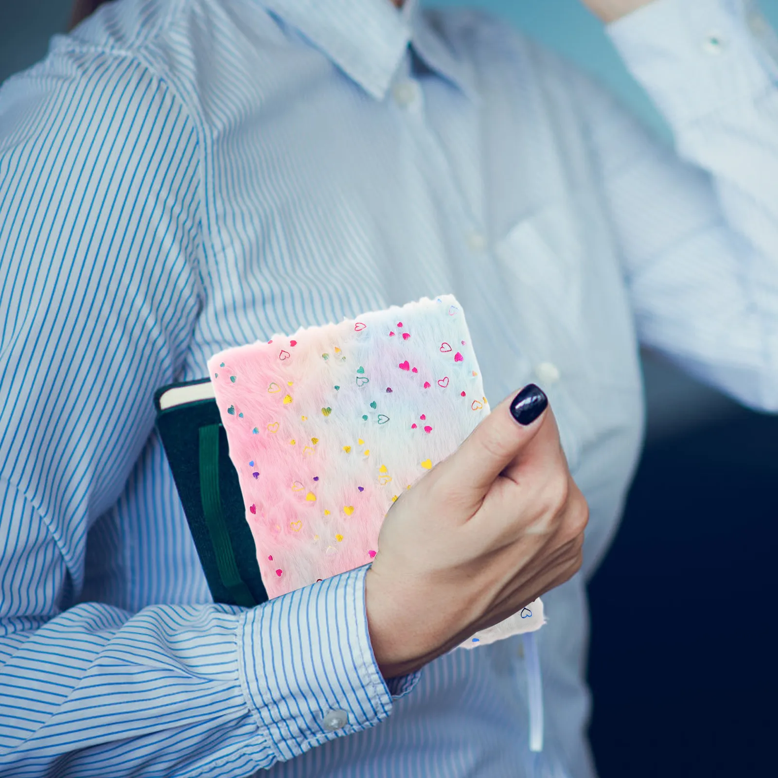 Cute Notebook for Students Soft Cover Diary Multi-Use Journal Writing Planner Heart Pattern Adorable Small Journal Book