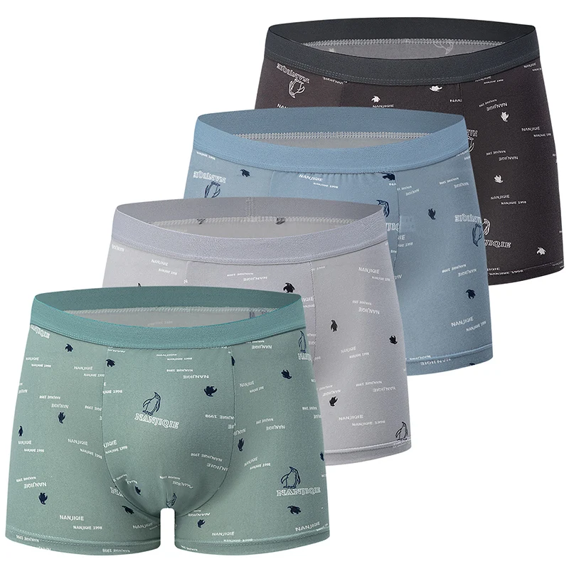4-Piece Men's Four Season Solid Color Square Shorts For Casual Daily Comfort Sweat Absorption Sports Comfort Fashion Shorts