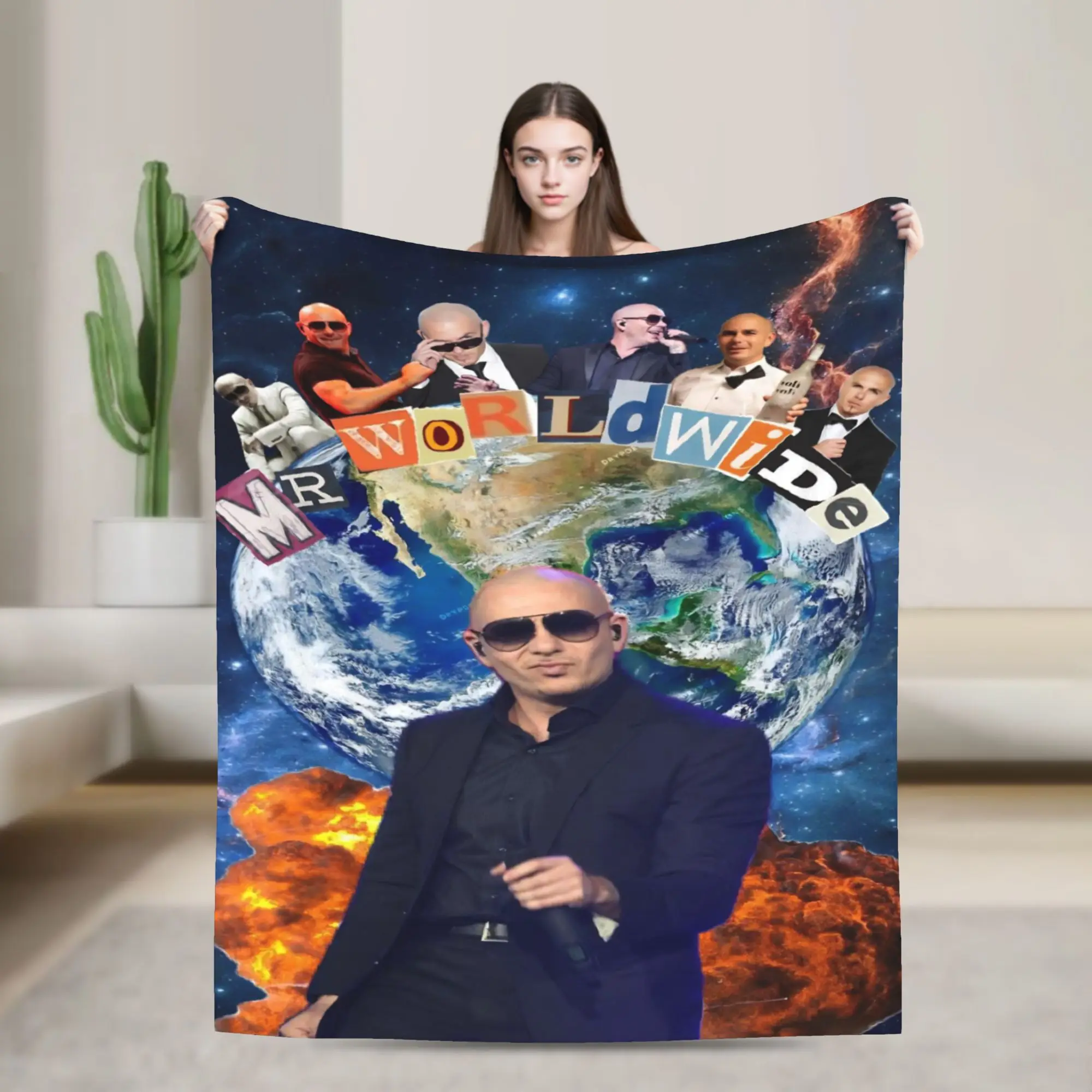 Singer Pitbull Tour 2026 Blanket Super Soft Cozy  Throw Blankets for Sofa 50x60 Inch Multi-size Plush Thin Quilt