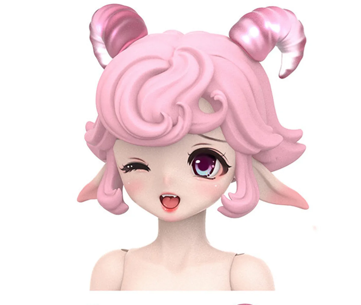 heheBJD rubber wigs and horn for 1/4 size Neeko doll (Neeko wigs),