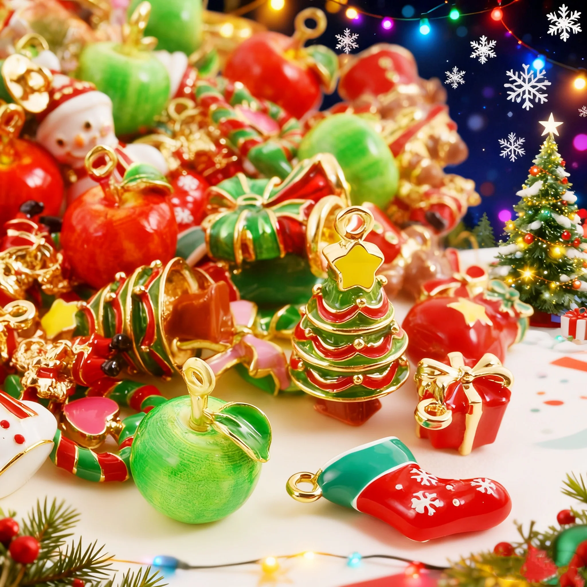 

3Pcs/lot Creative Christmas Pendant Metal Alloy Santa Claus Cute Cartoon Charms Christmas Tree Apple Snowman Pendant DIY Jewelry