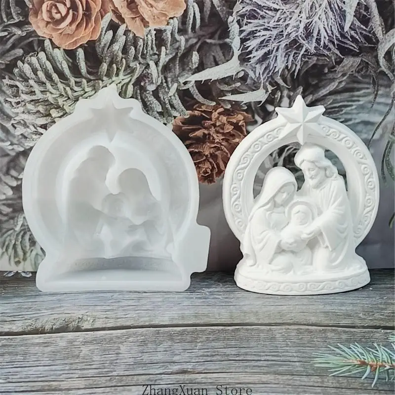 Religiöse Familienfiguren-Gussform mit flexiblem Körper für handgefertigte Kerzen, Kunsthandwerk und Weihnachtsfeier 3XUF – Detail 2