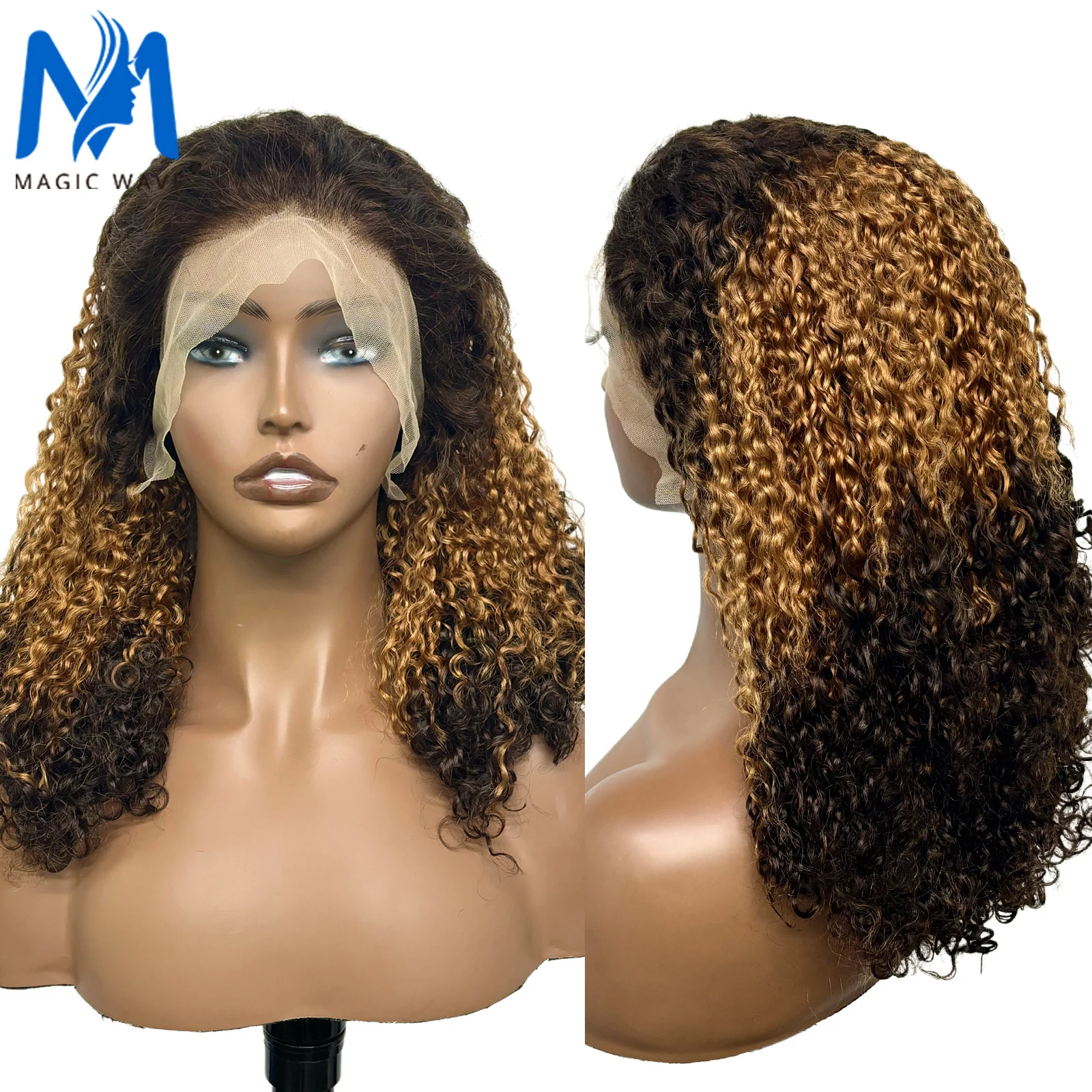 

16 inches Curly Human Hair Wigs 13x4 Lace Frontal Wig 300% Density Burmese Curly Pixie Curly Remy Human Hair Wig for Black Women