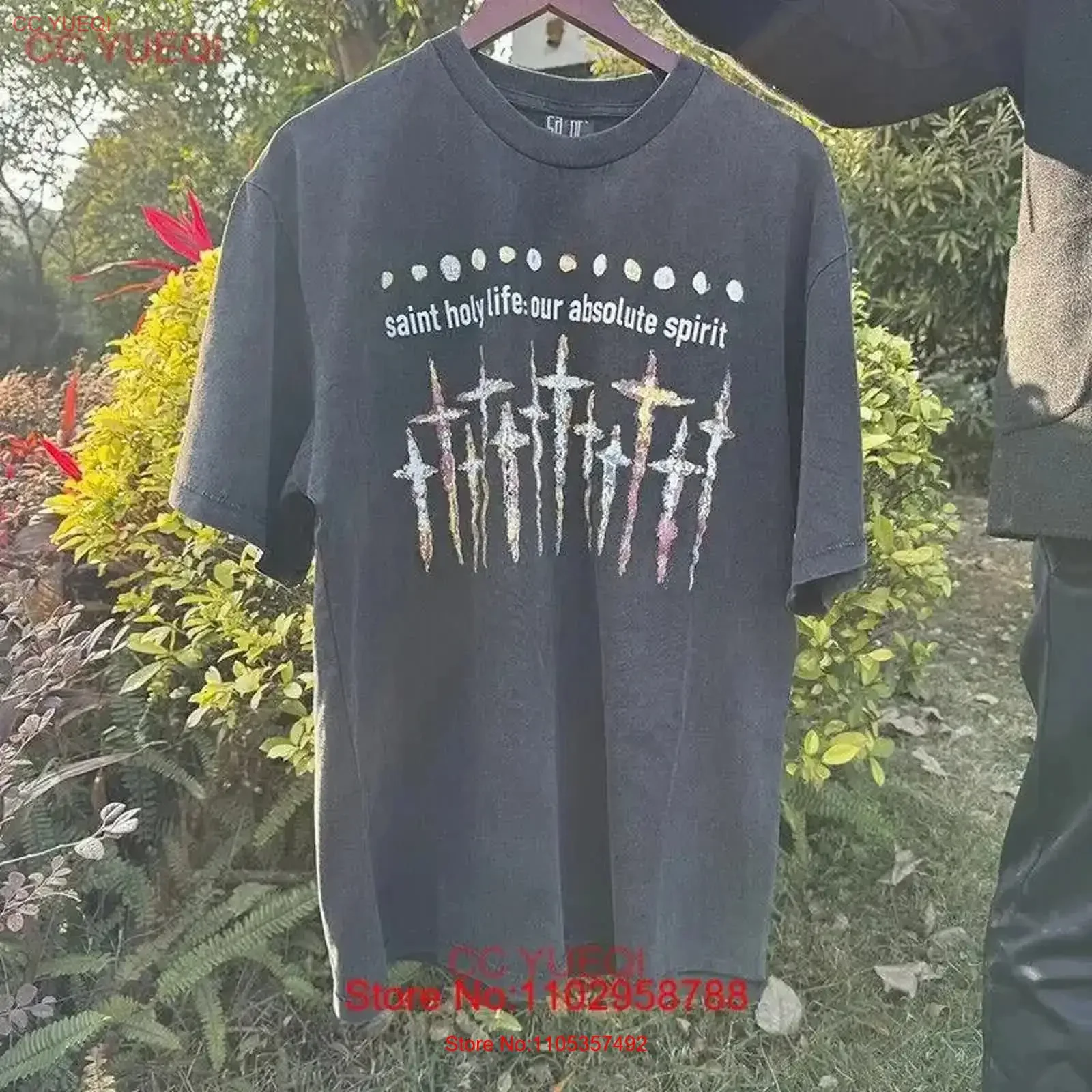 Винтажная футболка оверсайз Saint Michael X FORSOMEONE с круглым вырезом для мужчин, повседневная, с эффектом потертости, мягкая, с графическим принтом, в стиле стритвир