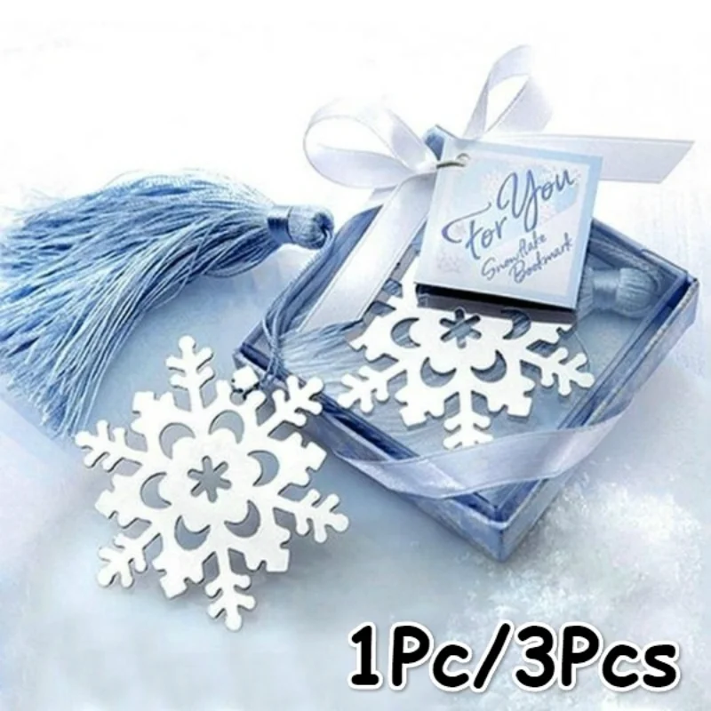 1/3Pcs/Set Snowflake Bookmarks Winter Flower Pendant Gifts Tassel Favors Thanksgiving Christmas Birthday Gift