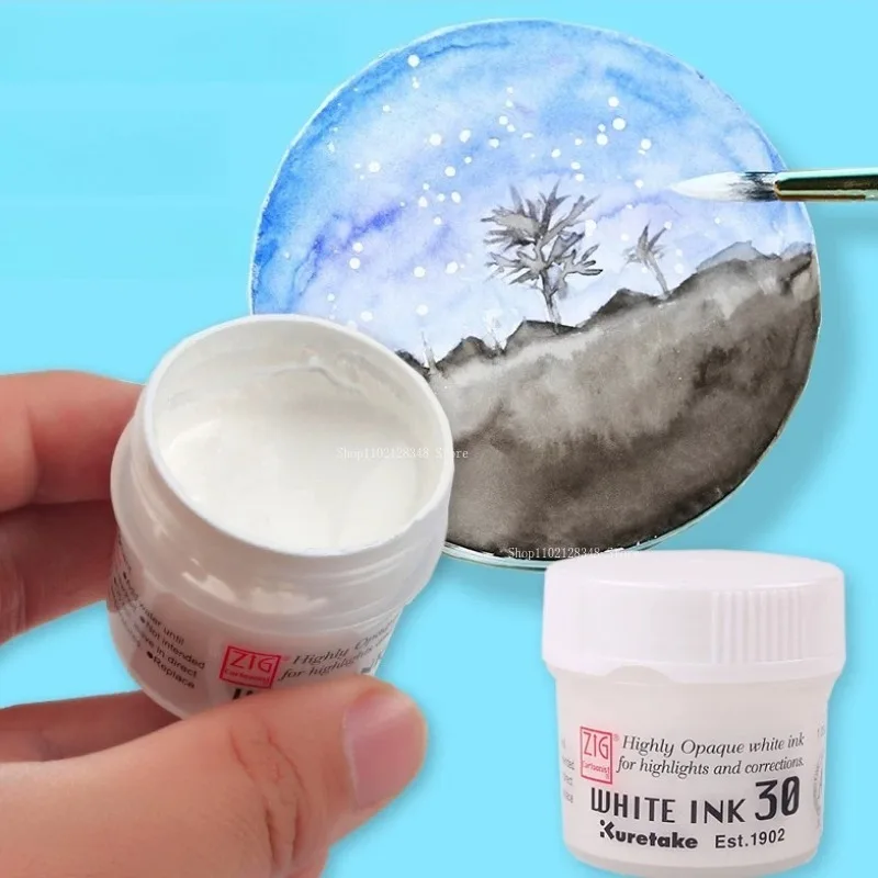 30ml Japanese Manga White Ink Waterproof Highlight Embellished Watercolor Beginner Hand-drawn Drawing Starry Sky Writing Ink