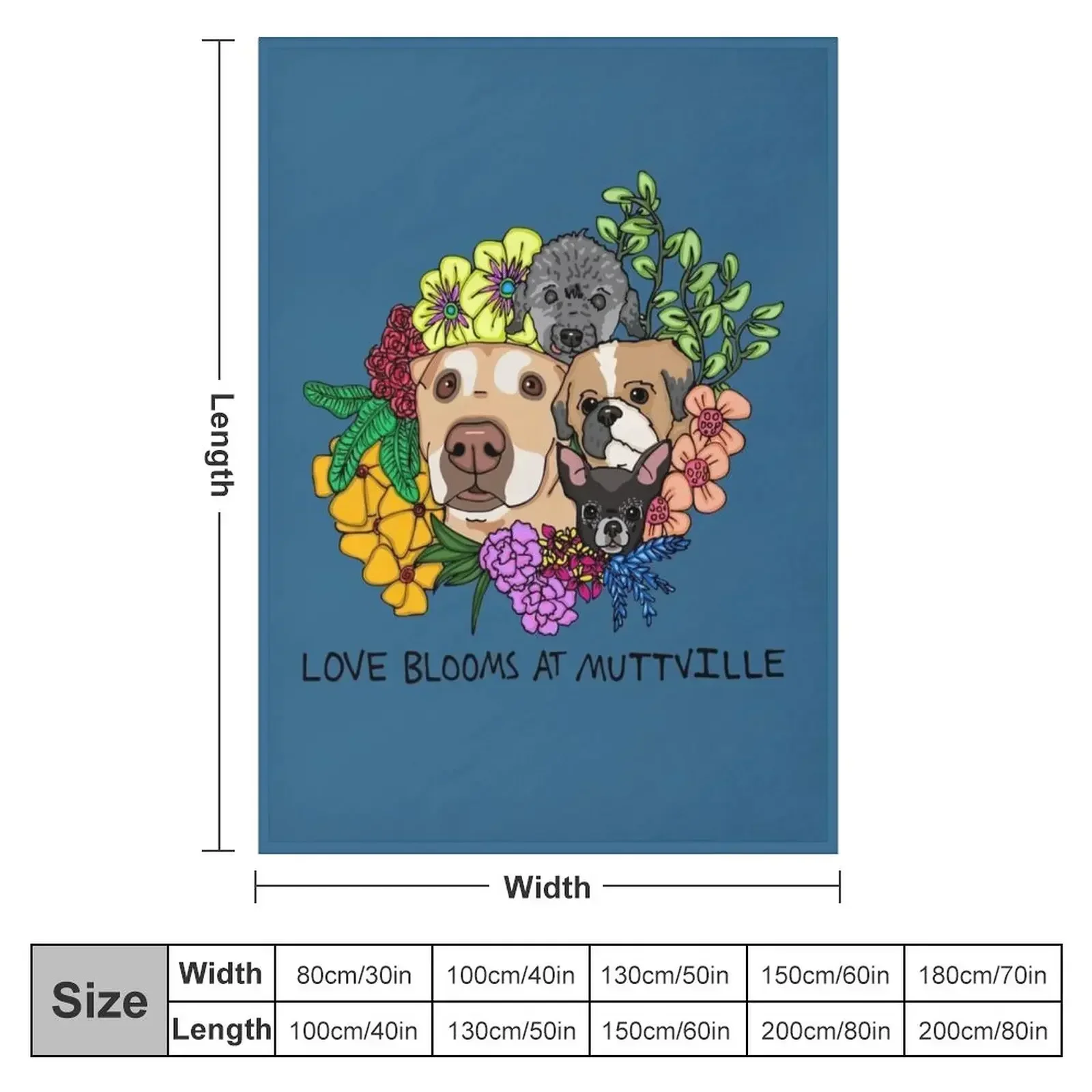 Love Blooms at Muttville! Throw Blanket Fashion Sofas Furry Decorative Beds Luxury Designer Blankets