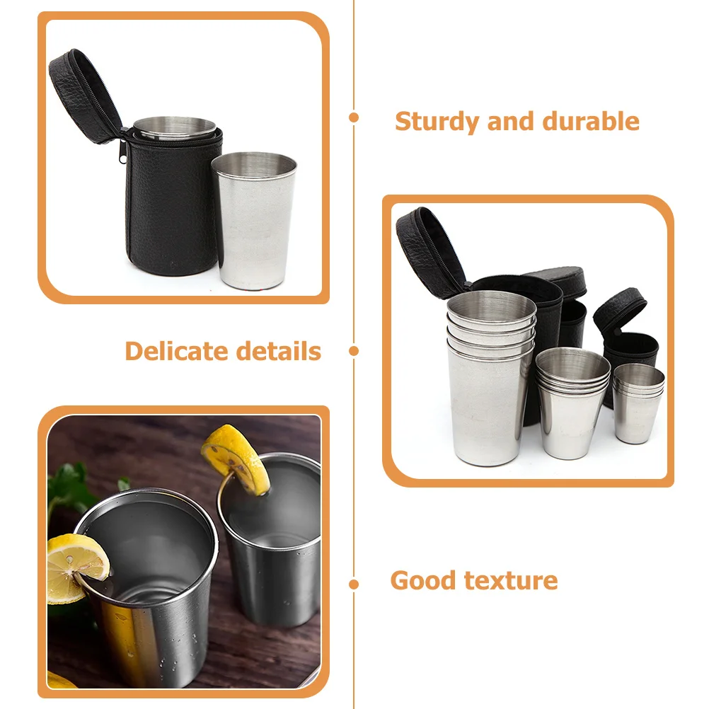 

1Set Stainless Steel Wine Cup Set Heavy Duty Anti-Rust Multi-Purpose Metal Cup for Water Milk Vodka