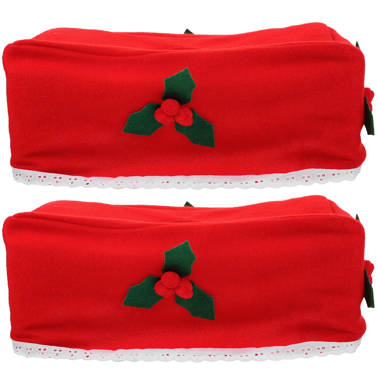 

2Pcs Fabric Folding Napkin Boxes Christmas Style Convenient Paper Towel Holders Portable Useful Tissue Containers Festive