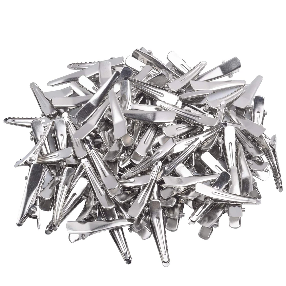 Pinzas para el pelo para niña y mujer, horquillas básicas de hierro de Color plateado de 2,5-6cm, pasadores hechos a mano con lazo, accesorios para el cabello, 50-30 Uds.