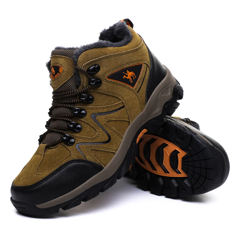 Super Warm WinterWith Fur Waterproof Outdoor Shoes Man Sneakers Antiskid Trekking Shoes Waterproof Unisex  Hiking Boots