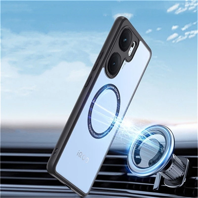 VIVO V40 Pro 5G용 마그네틱 케이스, 부드러운 실리콘 투명 커버, Vivo V 40 V40Pro 카메라 보호 쉘 범퍼