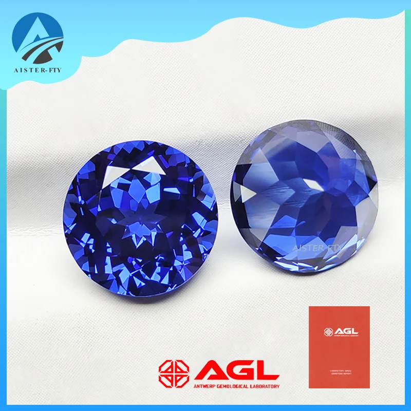 

Royal Blue Lab Grown Sapphire Loose Gemstones Round Shape 3.0-12.0mm Lab-created Gemstone Extremely Shiny Select AGL Certificate