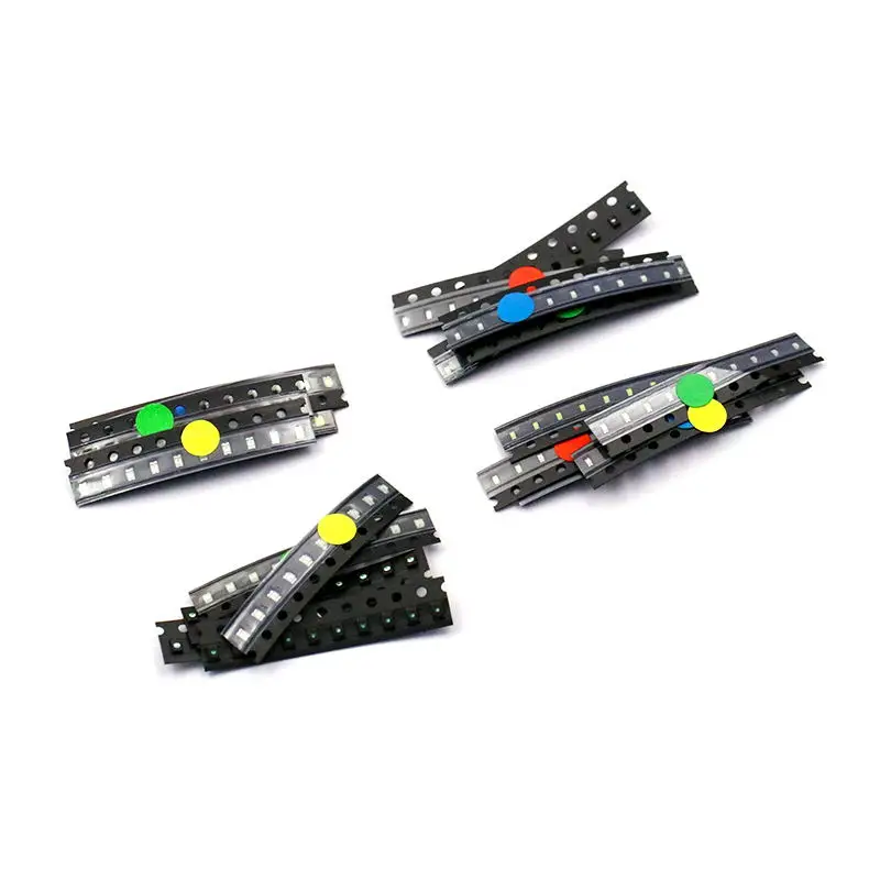 Ensemble de composants de Diode électroluminescente LED SMD 0805 0603, 5 types de diodes électroluminescentes, rouge, bleu, vert, jaune et blanc, 10 de chaque