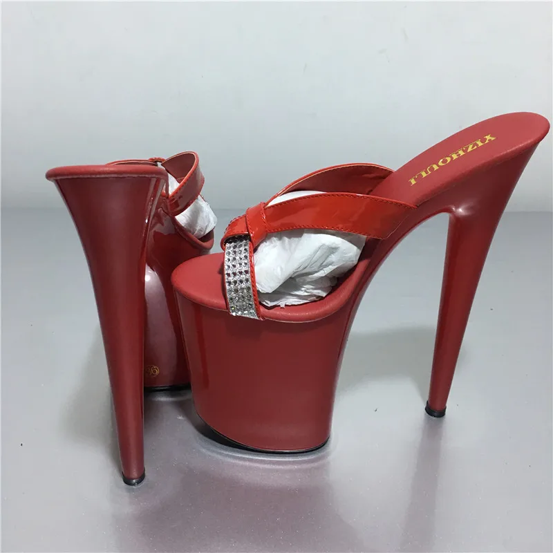 Sexy and stylish 20 cm diamond heels, party lady slippers, 8 inch handmade heels, dance shoes