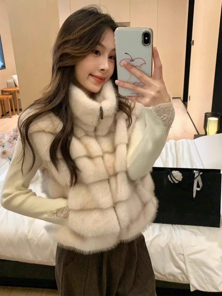

Роскошный корейский женский жилет из норки 2026: новая осенне-зимняя коллекция, модное пальто из меха и кожи с утеплением