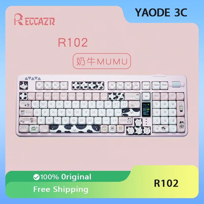 

RECCAZR R102 Mechanical Keyboard Wireless Three Mode RGB Gasket Gaming Keyboard Hot Swap Customized PC Gamer Accessories Gifts