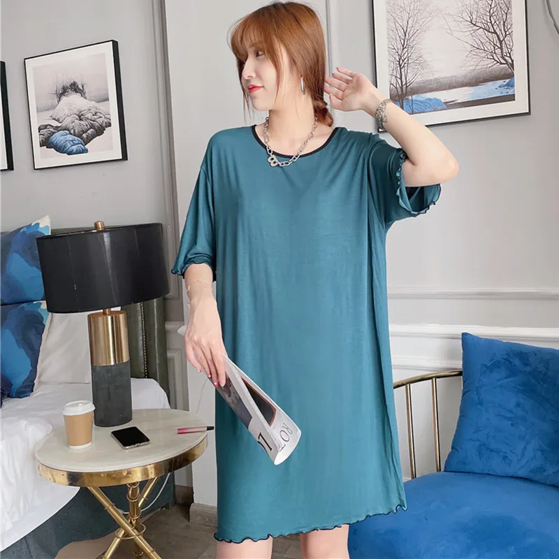 

Fdfklak Modal Sleepshirt Women's Short Sleeve Night Dress Loose Summer Nightshirt Ins Female Nightgowns Sleepwear Women