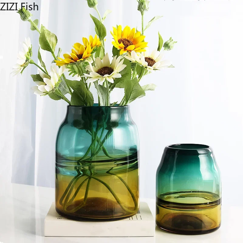 

Прозрачная стеклянная ваза с градиентом, креативная Цветочная композиция для гидропоники, украшение для дома, ваза для цветов, декоративные украшения