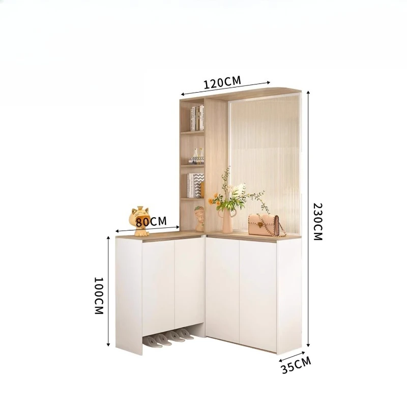 Corner shoe cabinet Solid wood porch Integrated foyer storage locker Simple partition Screen