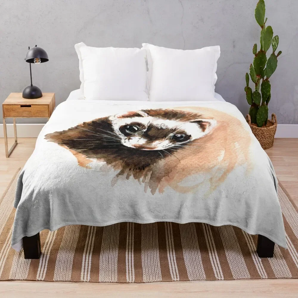 Ferret portrait Throw Blanket anime for winter valentine gift ideas Blankets