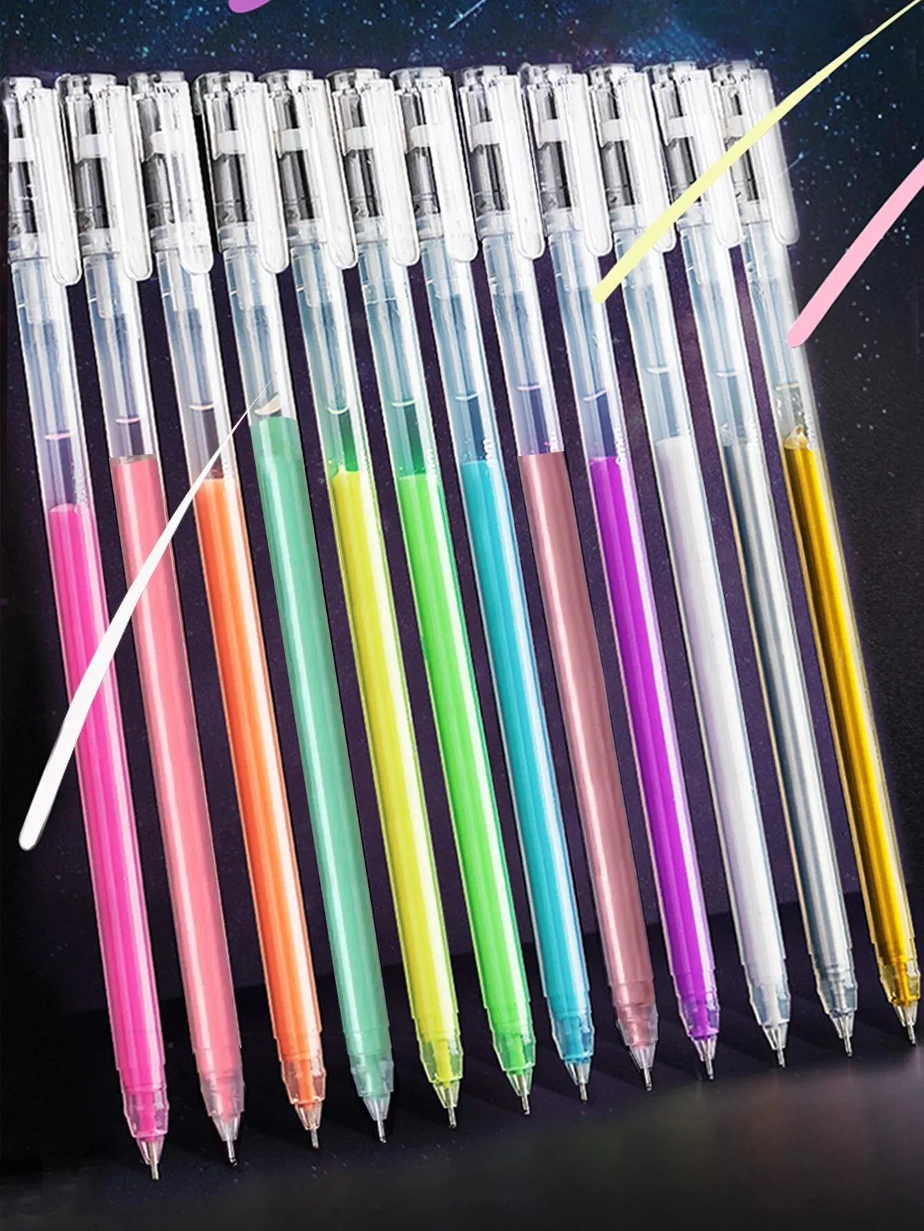 12-farbiger Nadel-Textmarker mit großer Kapazität, feine Spitze, 0,5 mm, Gelstift, Zeichnung, DIY, schwarzer Karton, Zeichnung, Markierung, Tagebuch, Kritzeln – Detail 1